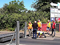 Testaufbau des Deichtores an der Wupperstraße in Rheindorf im Jahr 2023